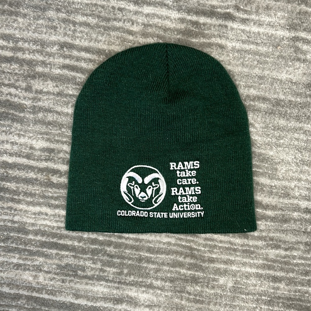 Colorado State University Rams embroidered green beanie hat looks new!